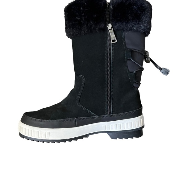 Pajar Canada Barb Waterproof Leather Suede Faux Fur Black Winter Boot Size 10 - Picture 6 of 15